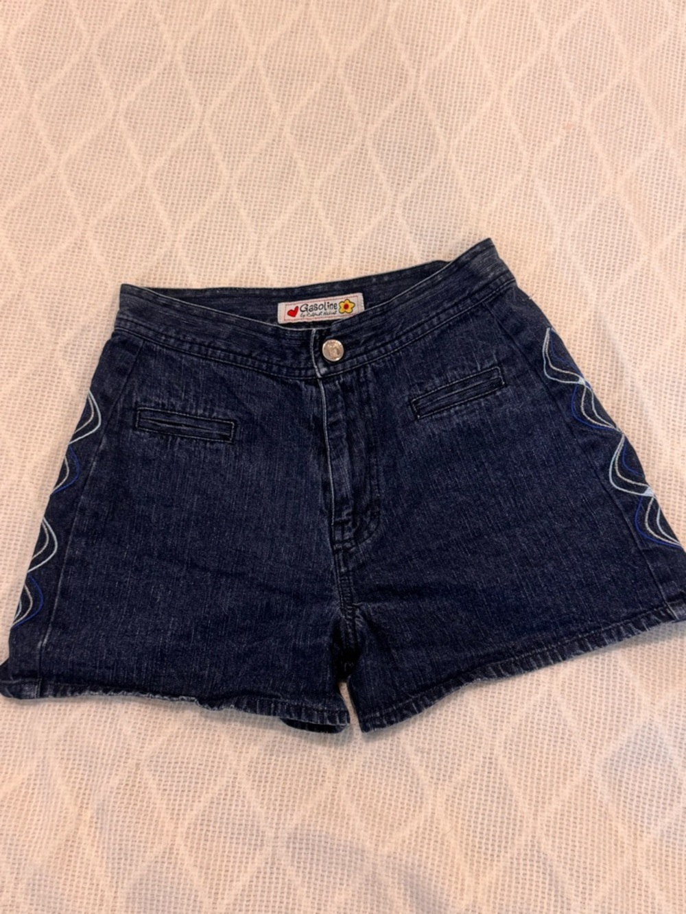 Vintage 90s Y2K Gasoline by Rafael Mikail Embroidered Denim Shorts Sz Y12